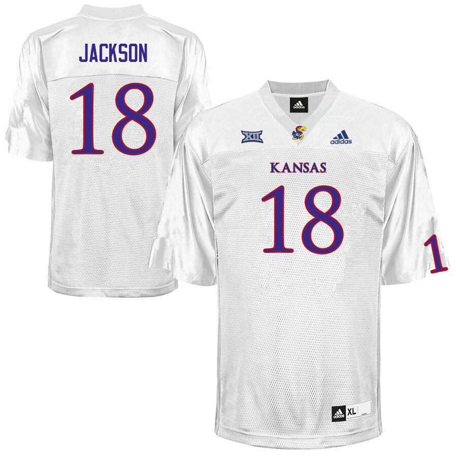 Men #18 Jack Jackson Kansas Jayhawks College Football Jerseys Sale-White - Click Image to Close